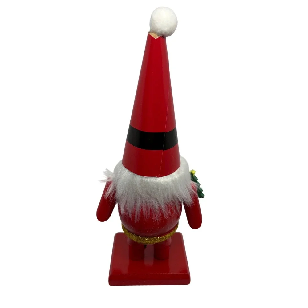 Santa Gnome Nutcracker Style Christmas Decor Festive Holiday‎ Figurine with Tree